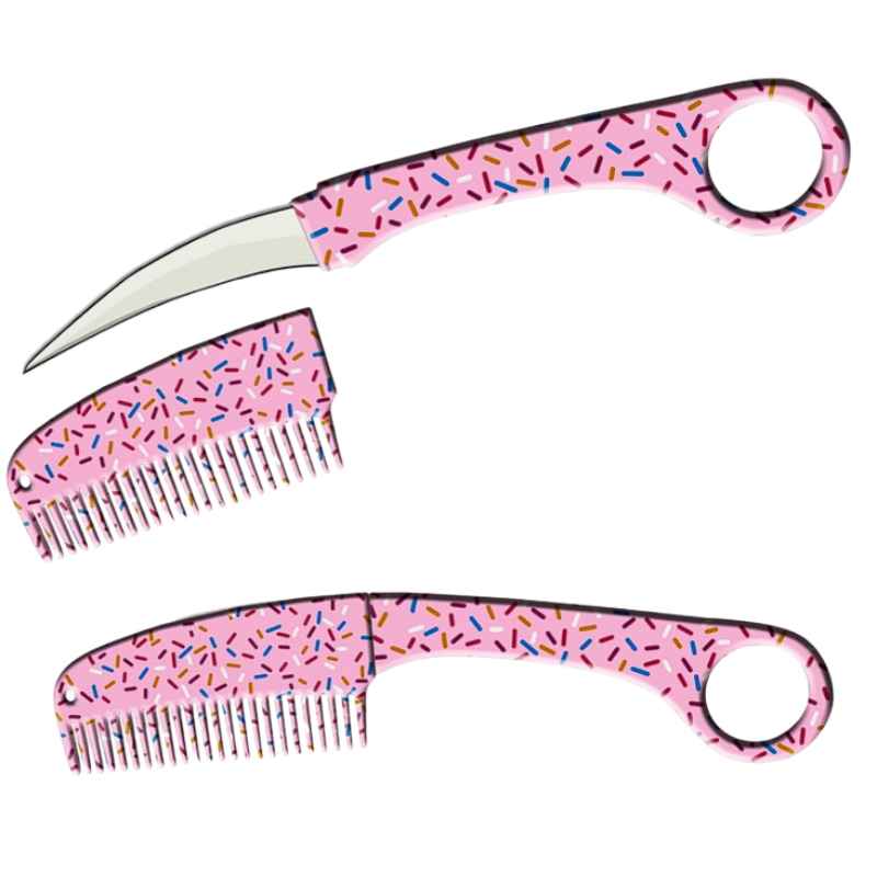 Hidden Blade Self-Defense Comb Knife Pink Sprinkles Knives & Knuckles - Tophatter Daily Deals