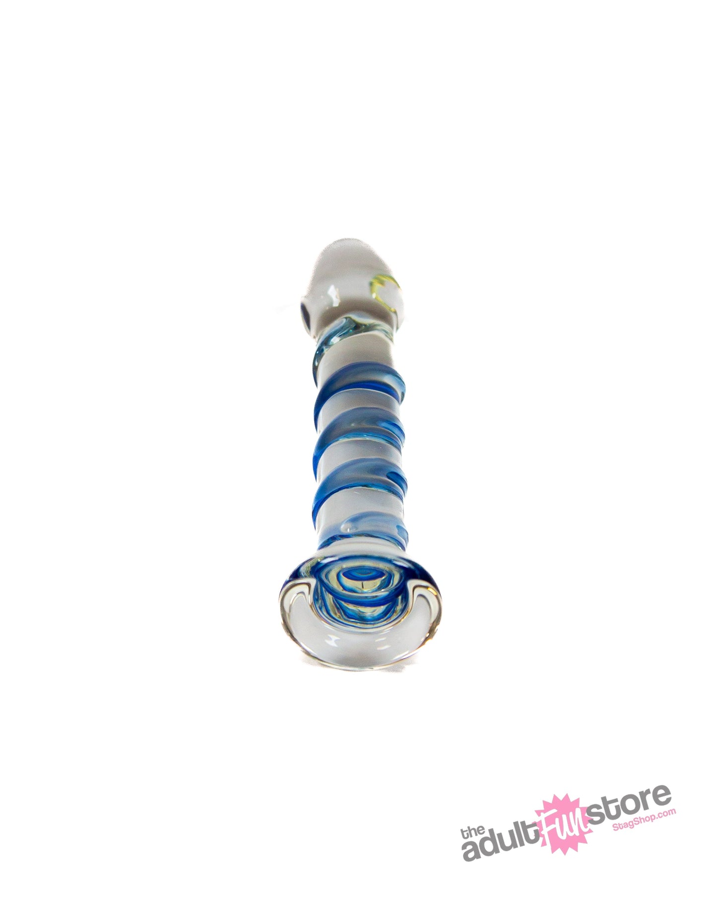 Pipedream - Icicles - No. 5 - Textured Curved Glass Dildo - Clear/Blue Sex Toy - Tophatter Daily Deals