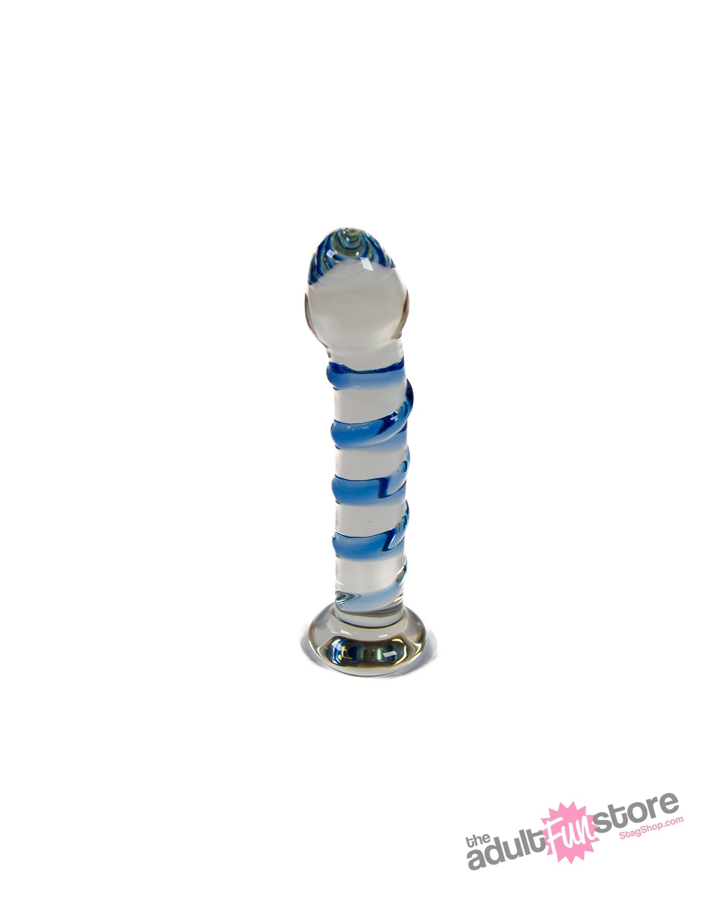 Pipedream - Icicles - No. 5 - Textured Curved Glass Dildo - Clear/Blue Sex Toy - Tophatter Daily Deals