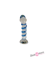 Pipedream - Icicles - No. 5 - Textured Curved Glass Dildo - Clear/Blue Sex Toy - Tophatter Daily Deals