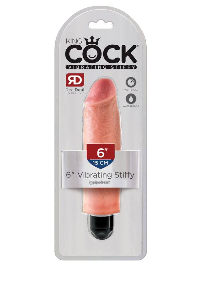 Pipedream - King Cock - Vibrating Realistic Stiffy Dildo - 6 inch - Beige Sex Toy - Tophatter Daily Deals