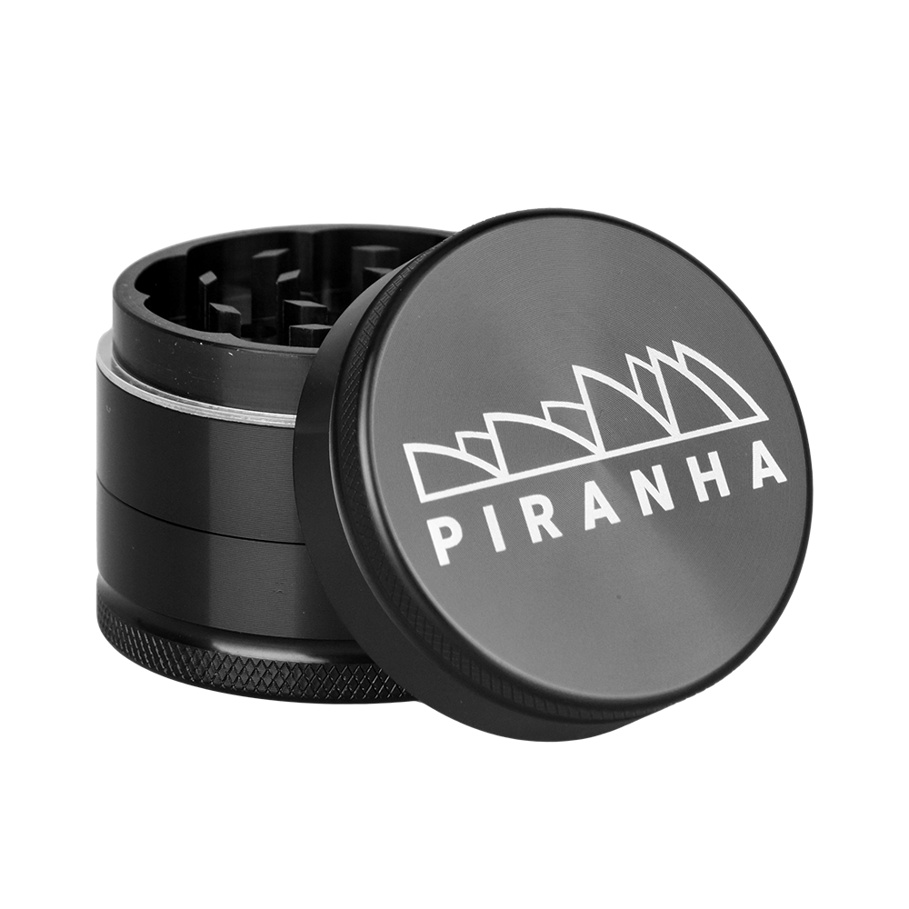 Piranha Aluminum Grinder | 3pc | 2" Black Metal Grinders - Tophatter Daily Deals