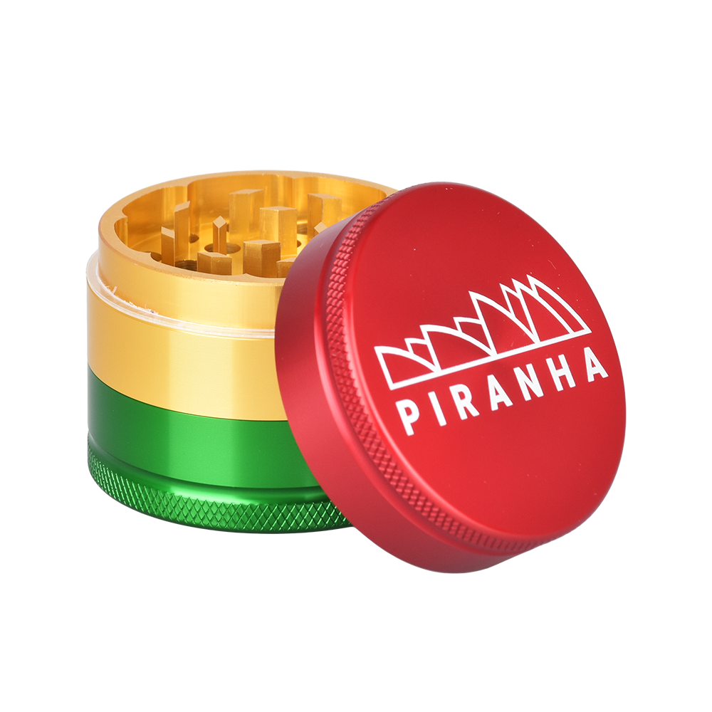 Piranha Aluminum Grinder | 3pc | 2" Rasta Metal Grinders - Tophatter Daily Deals