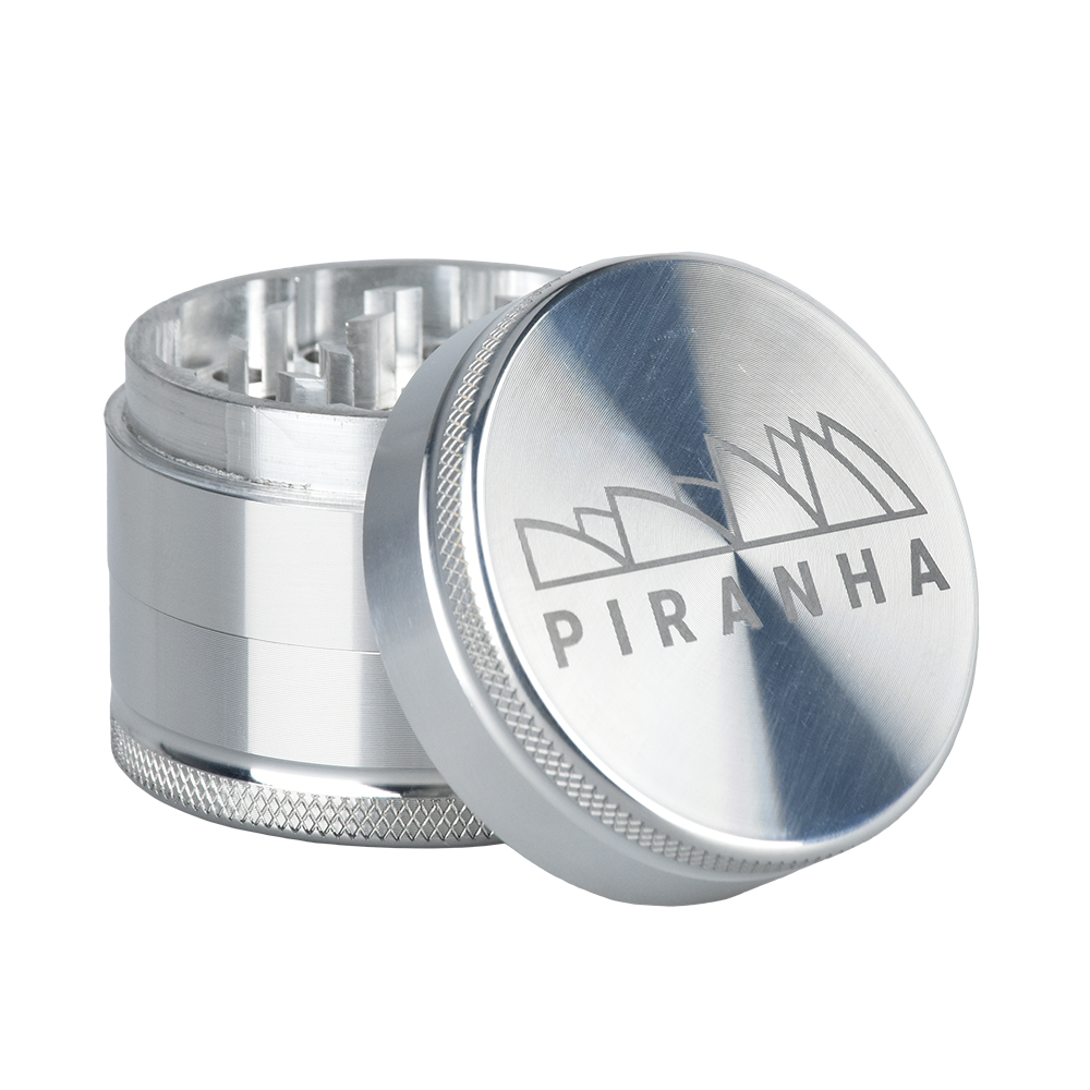 Piranha Aluminum Grinder | 3pc | 2" Silver Metal Grinders - Tophatter Daily Deals