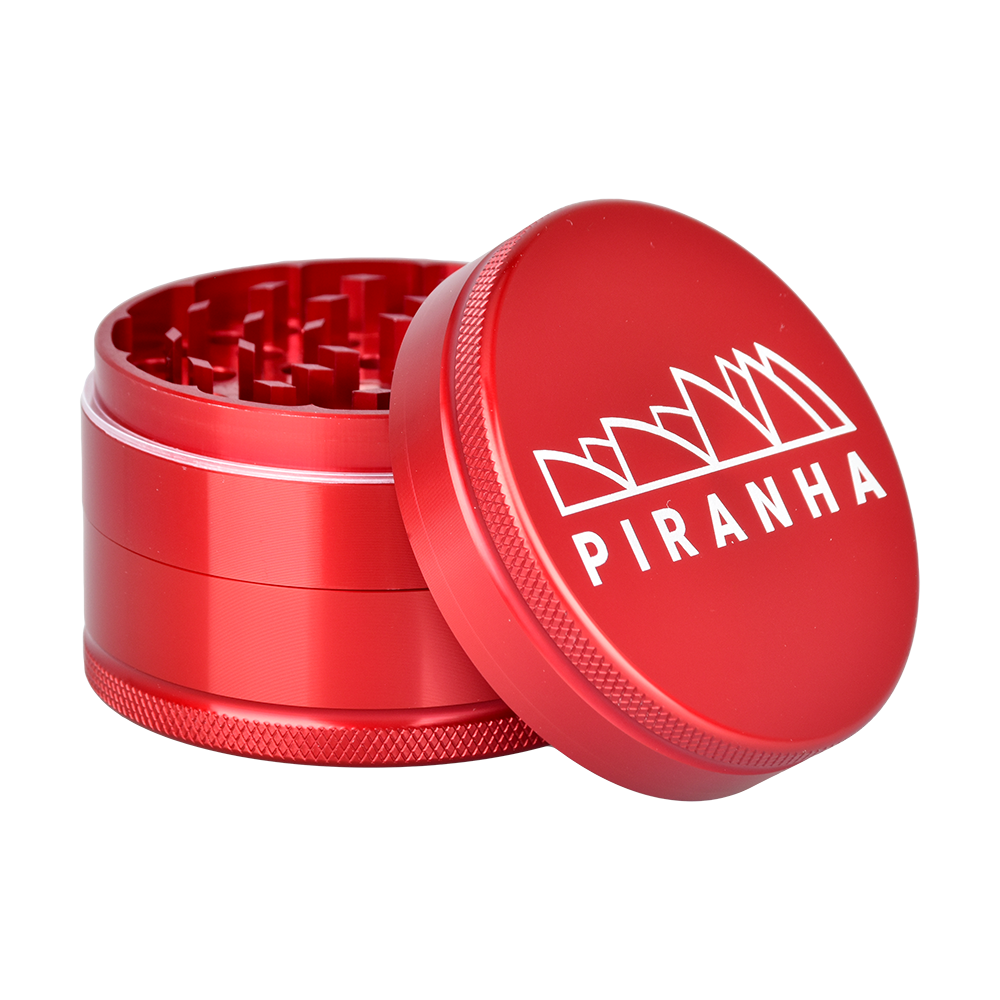 Piranha Aluminum Grinder | 3pc | 2.5" Red Metal Grinders - Tophatter Daily Deals
