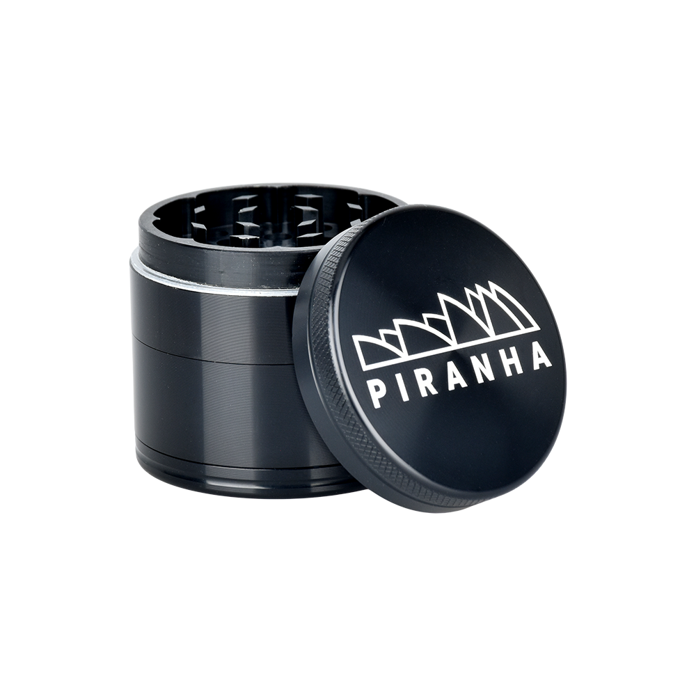 Piranha Aluminum Grinder | 4pc | 2" Black Metal Grinders - Tophatter Daily Deals