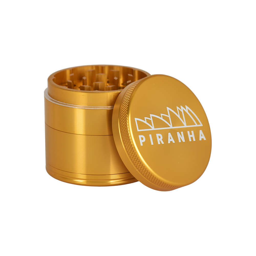 Piranha Aluminum Grinder | 4pc | 2" Golden Metal Grinders - Tophatter Daily Deals