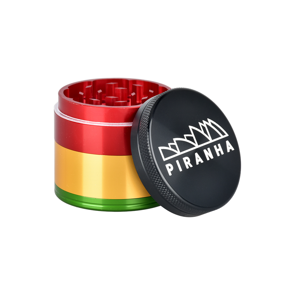 Piranha Aluminum Grinder | 4pc | 2" Rasta Metal Grinders - Tophatter Daily Deals
