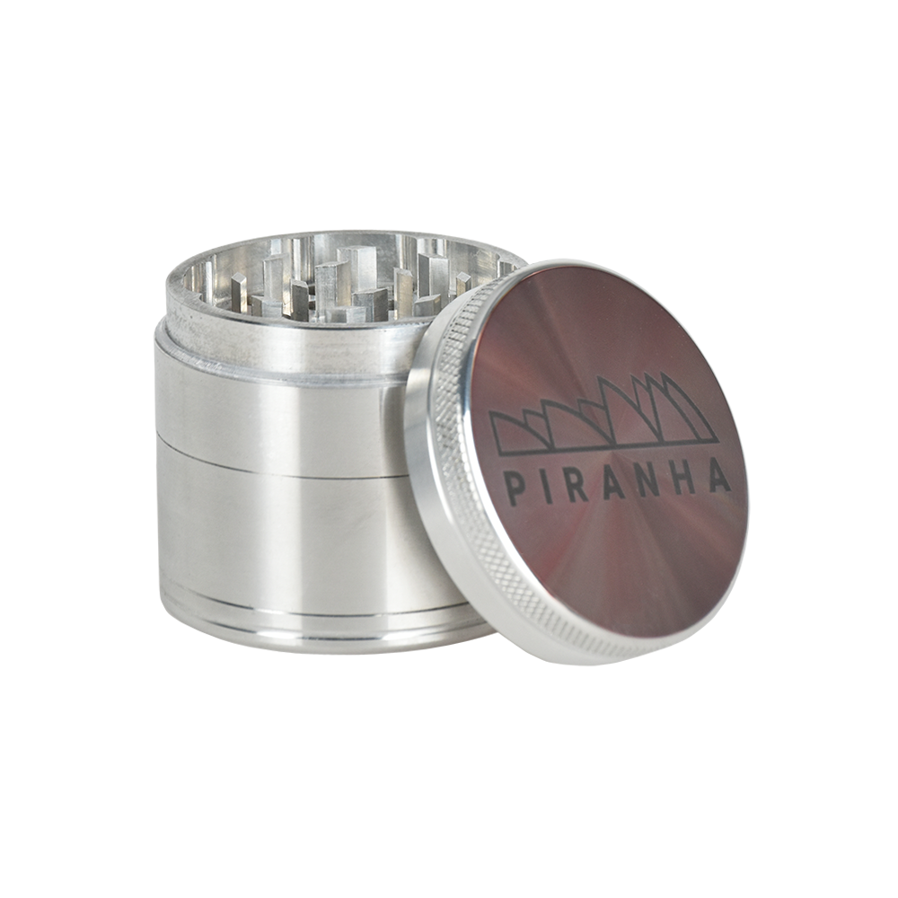 Piranha Aluminum Grinder | 4pc | 2" Silver Metal Grinders - Tophatter Daily Deals