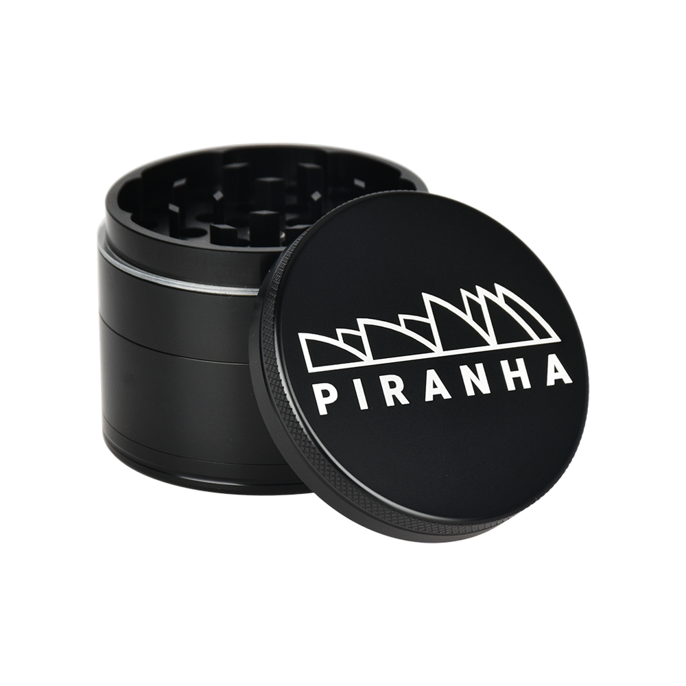Piranha Aluminum Grinder | 4pc | 2.2" Black Metal Grinders - Tophatter Daily Deals