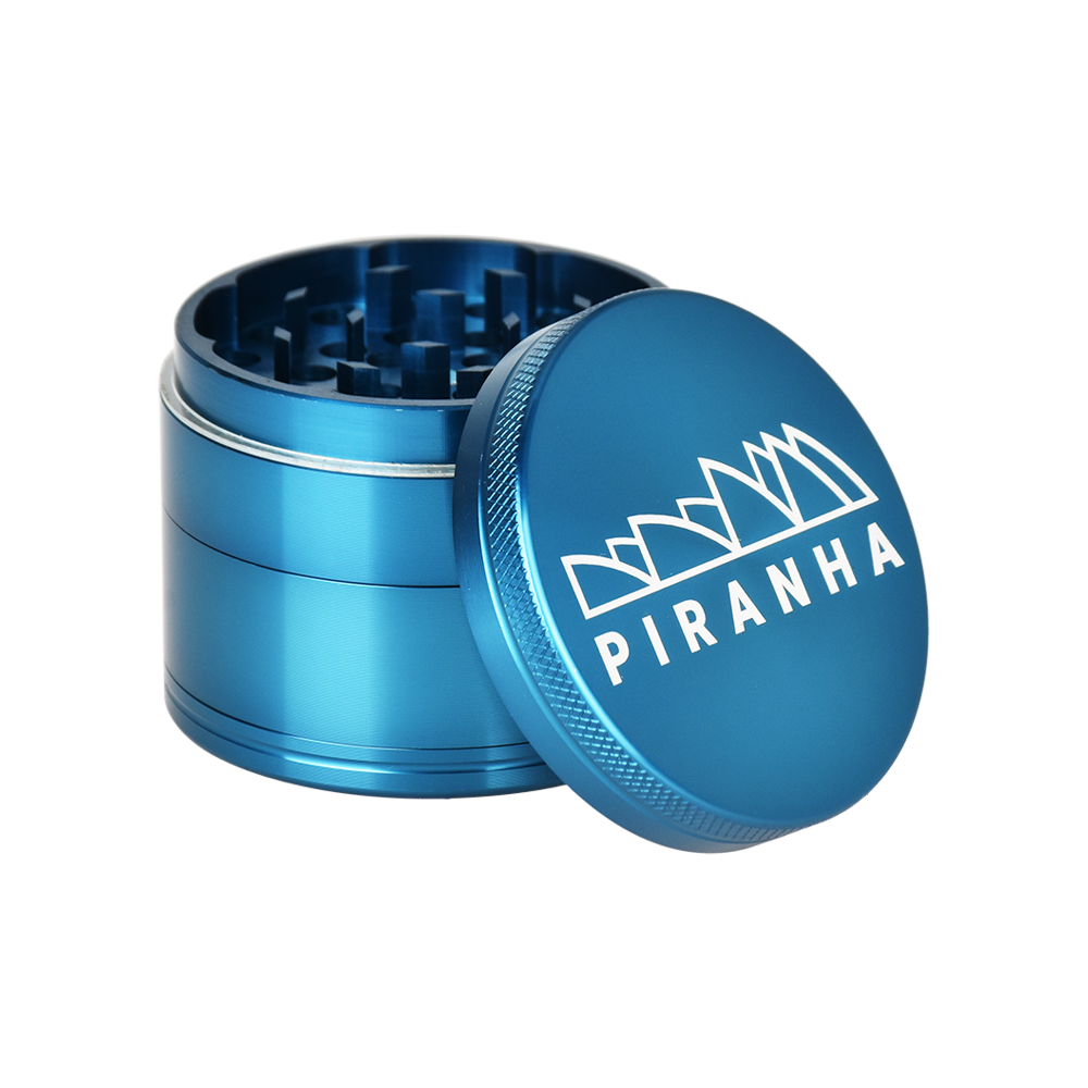 Piranha Aluminum Grinder | 4pc | 2.2" Blue Metal Grinders - Tophatter Daily Deals