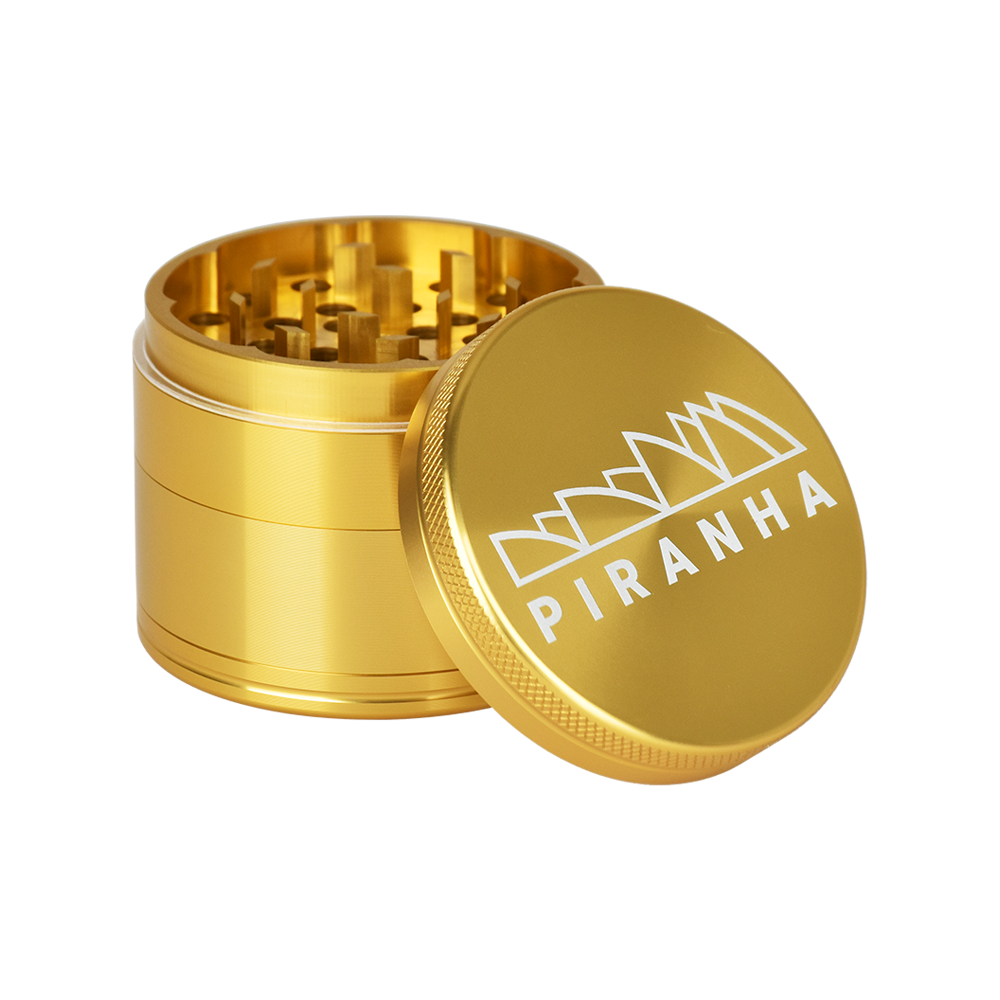 Piranha Aluminum Grinder | 4pc | 2.2" Golden Metal Grinders - Tophatter Daily Deals