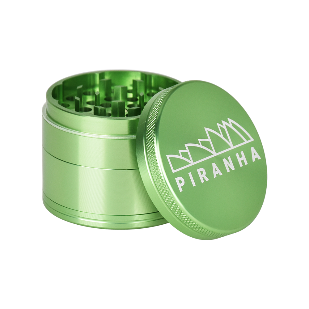 Piranha Aluminum Grinder | 4pc | 2.2" Lime Green Metal Grinders - Tophatter Daily Deals