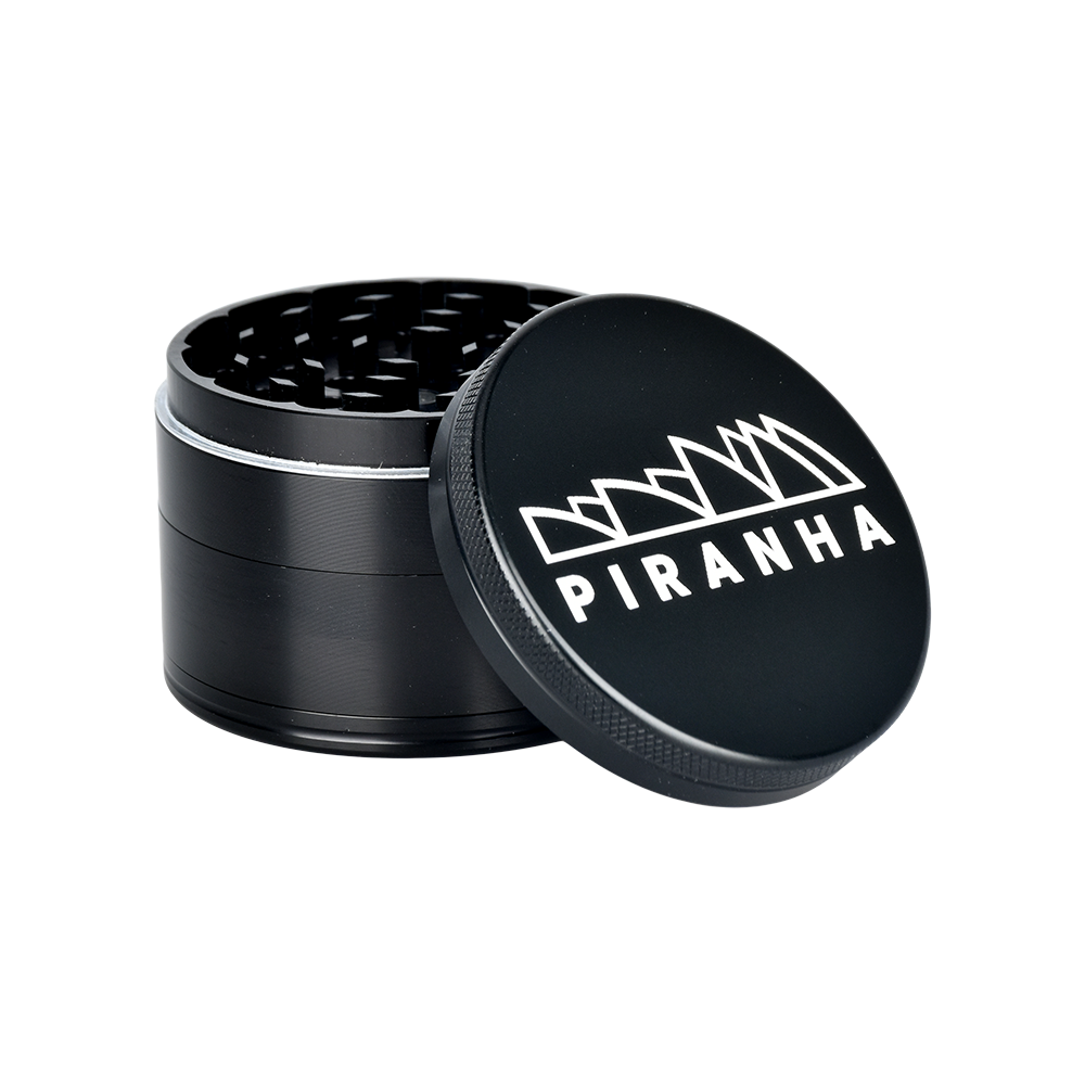 Piranha Aluminum Grinder | 4pc | 2.5" Black Metal Grinders - Tophatter Daily Deals