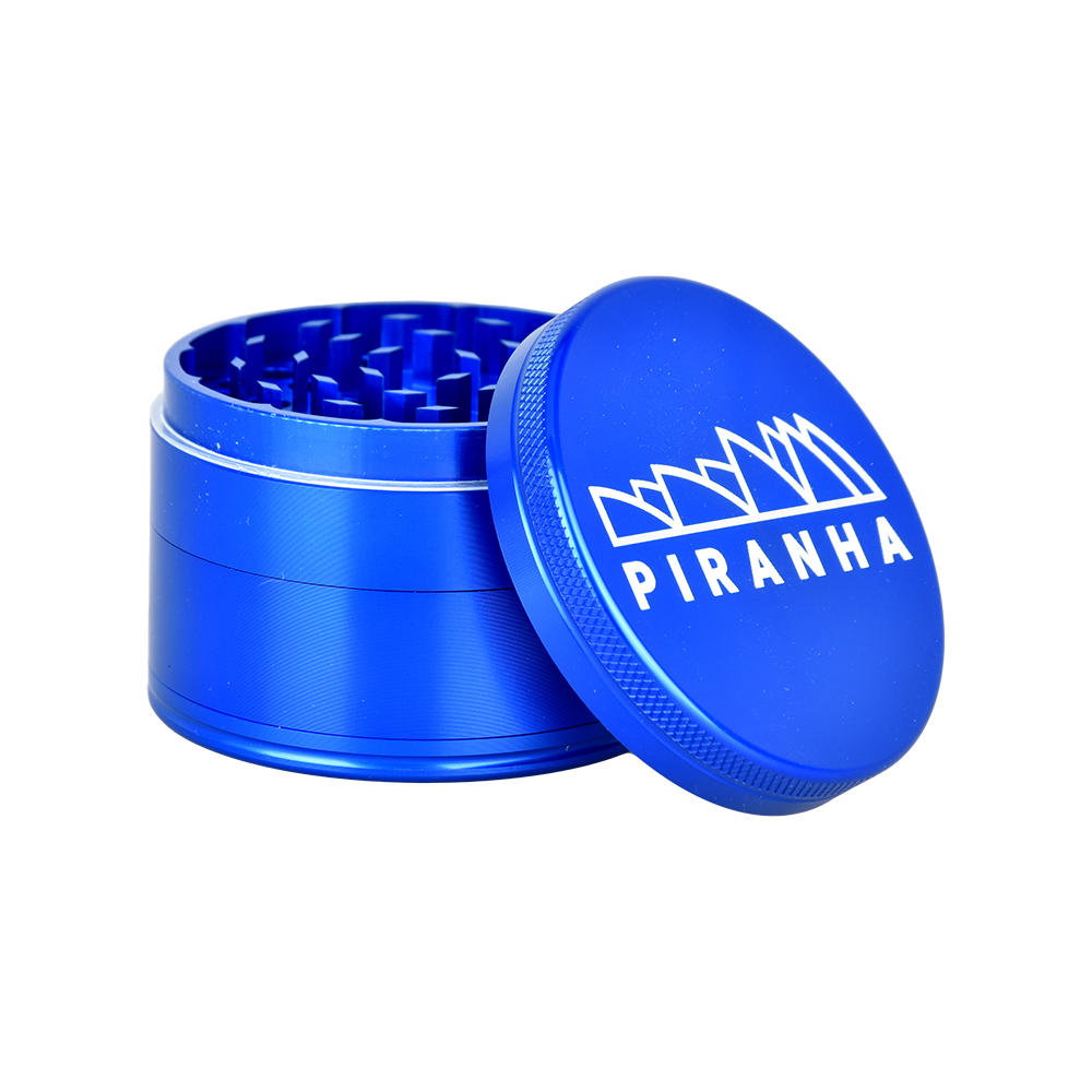 Piranha Aluminum Grinder | 4pc | 2.5" Blue Metal Grinders - Tophatter Daily Deals