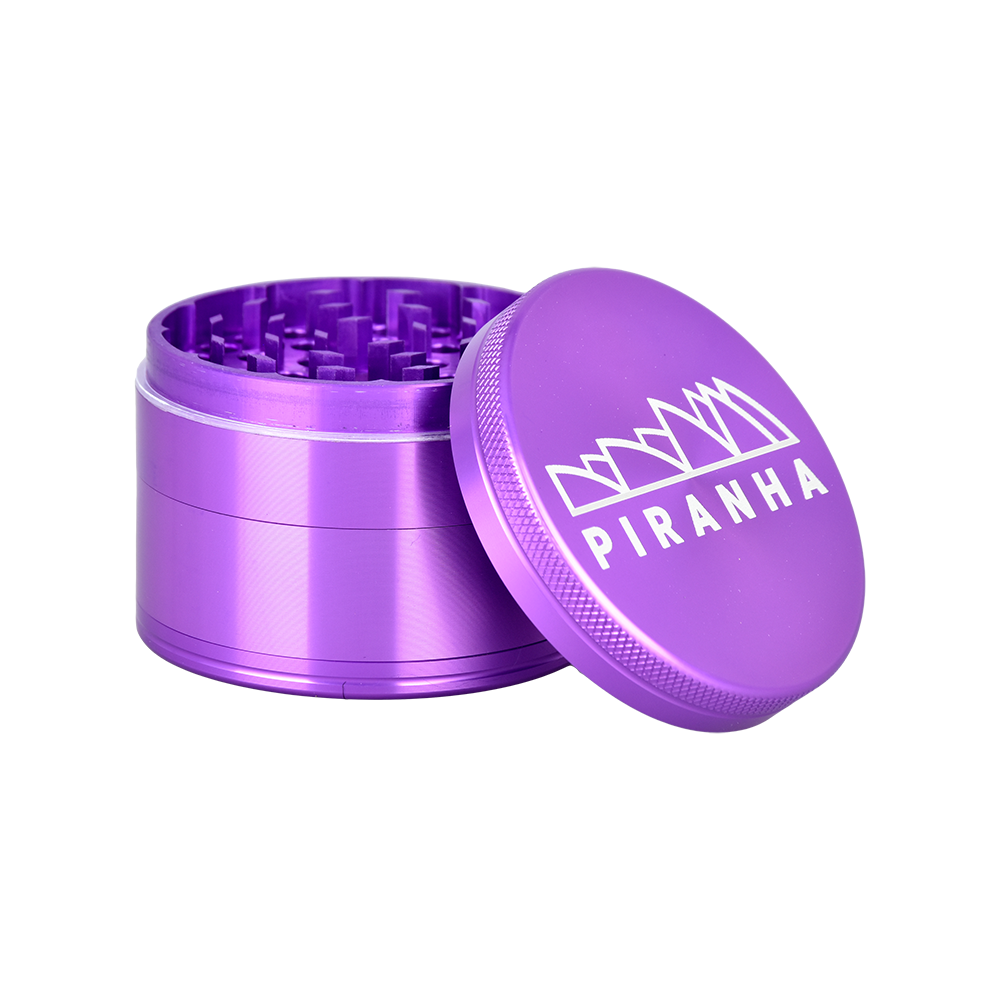 Piranha Aluminum Grinder | 4pc | 2.5" Purple Metal Grinders - Tophatter Daily Deals