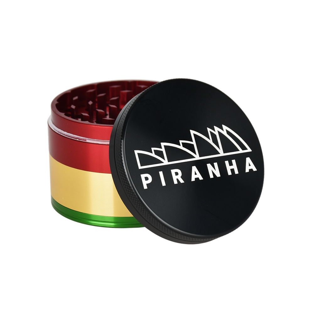 Piranha Aluminum Grinder | 4pc | 2.5" Rasta Metal Grinders - Tophatter Daily Deals
