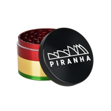 Piranha Aluminum Grinder | 4pc | 2.5" Rasta Metal Grinders - Tophatter Daily Deals