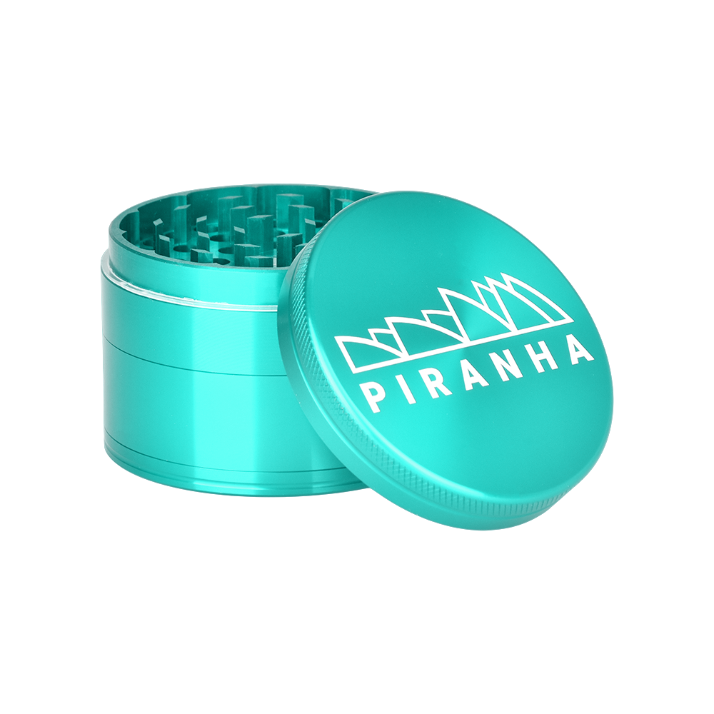 Piranha Aluminum Grinder | 4pc | 2.5" Turquoise Metal Grinders - Tophatter Daily Deals