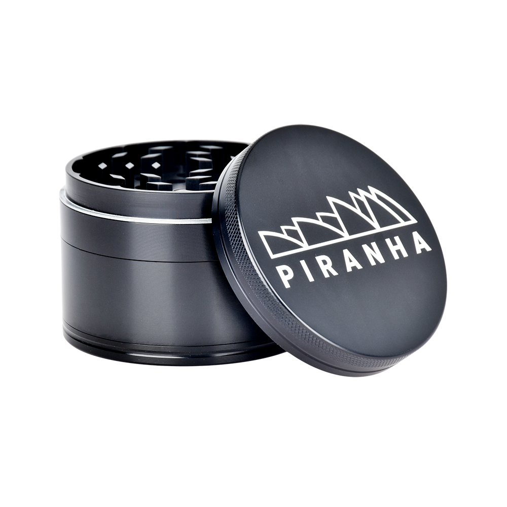 Piranha Aluminum Grinder | 4pc | 3" Black Metal Grinders - Tophatter Daily Deals