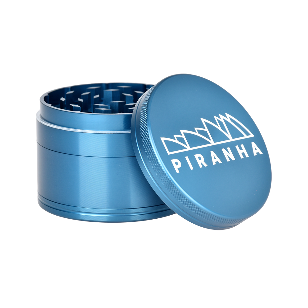 Piranha Aluminum Grinder | 4pc | 3" Blue Metal Grinders - Tophatter Daily Deals
