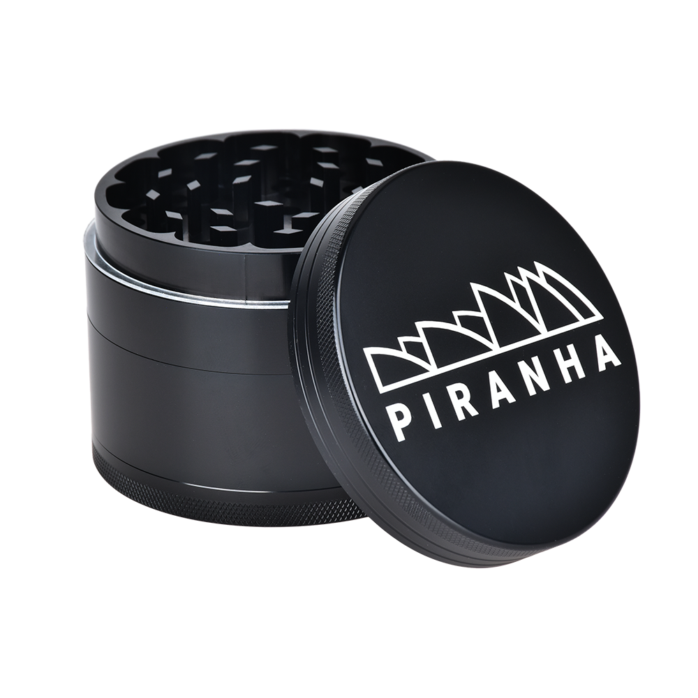 Piranha Aluminum Grinder | 4pc | 3.5" Black Metal Grinders - Tophatter Daily Deals