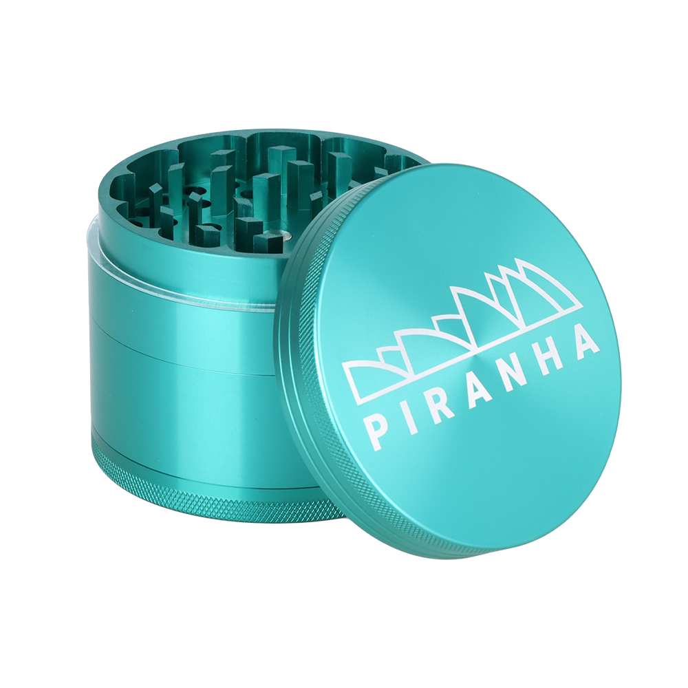 Piranha Aluminum Grinder | 4pc | 3.5" Turquoise Metal Grinders - Tophatter Daily Deals