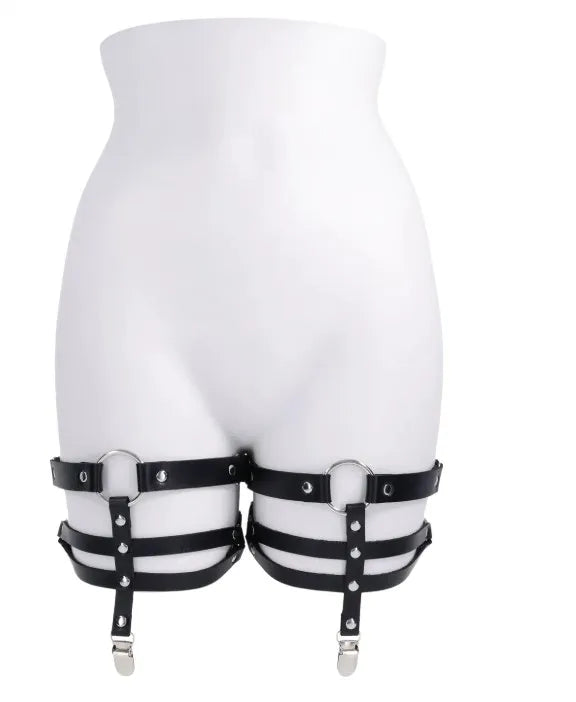 Shadow Garters – Faux Leather Garter Straps with Silver Hardware > Clothes > Hosiery > Garterbelt Sets - Tophatter Daily Deals