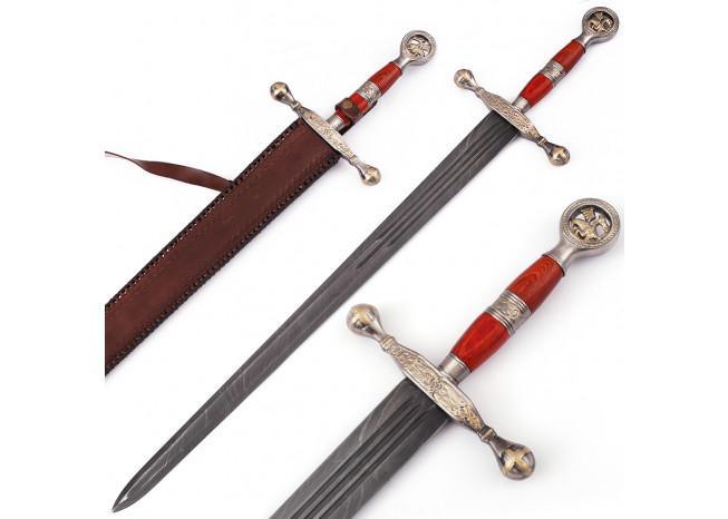 Saint George the Dragon Slayer Damascus Steel Medieval Sword swords - Tophatter Daily Deals