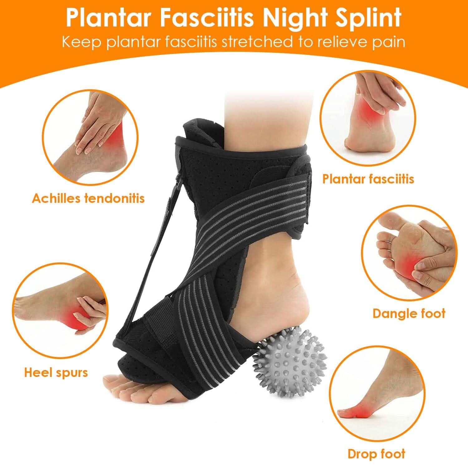 Plantar Fasciitis Night Splint Adjustable Foot Orthotic Brace Health & Wellness - Tophatter Daily Deals