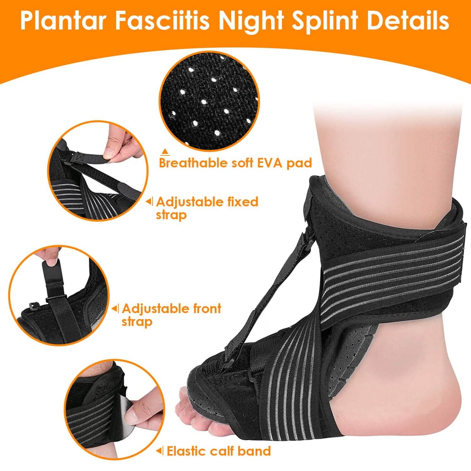 Plantar Fasciitis Night Splint Adjustable Foot Orthotic Brace Health & Wellness - Tophatter Daily Deals