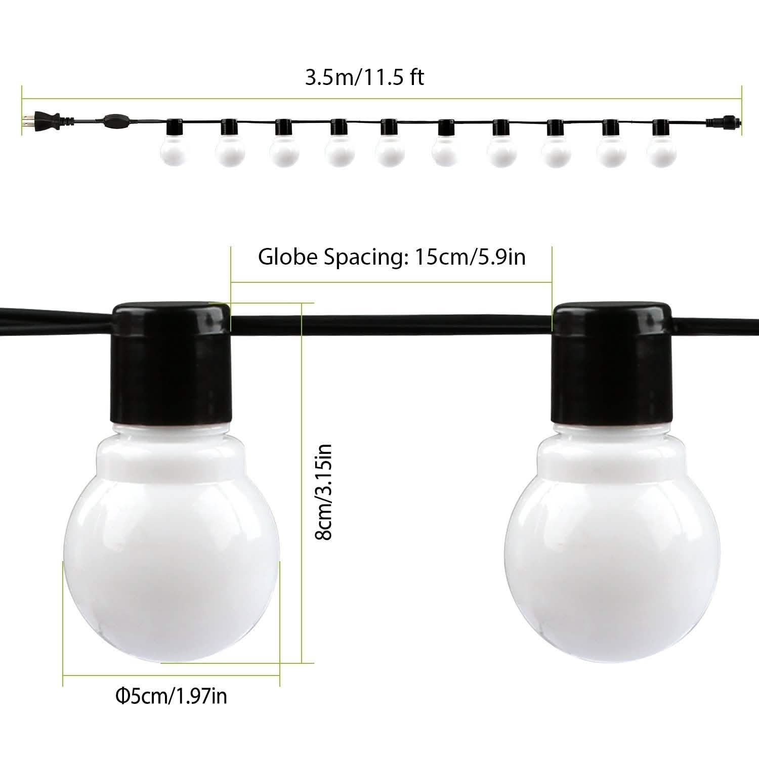 Plug-in Globe String Light Warm White Fairy Light Bulbs String & Fairy Lights - Tophatter Daily Deals