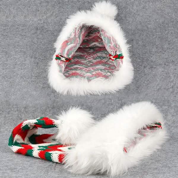 Plush Knitted Christmas Hat Seasonal Decor - Tophatter Daily Deals