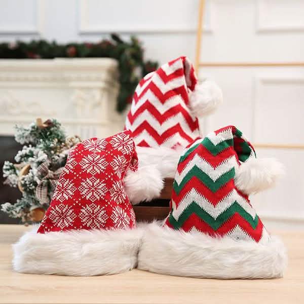 Plush Knitted Christmas Hat Seasonal Decor - Tophatter Daily Deals