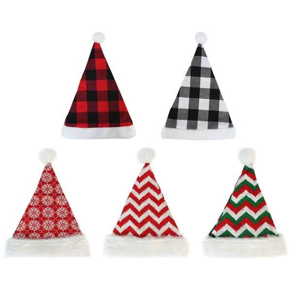 Plush Knitted Christmas Hat Green Stripes Seasonal Decor - Tophatter Daily Deals