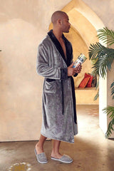 Cozy Mens Plush Robes – Built for Comfort, Designed to Last Shawl Grey Black Everything Else - Tophatter Daily Deals