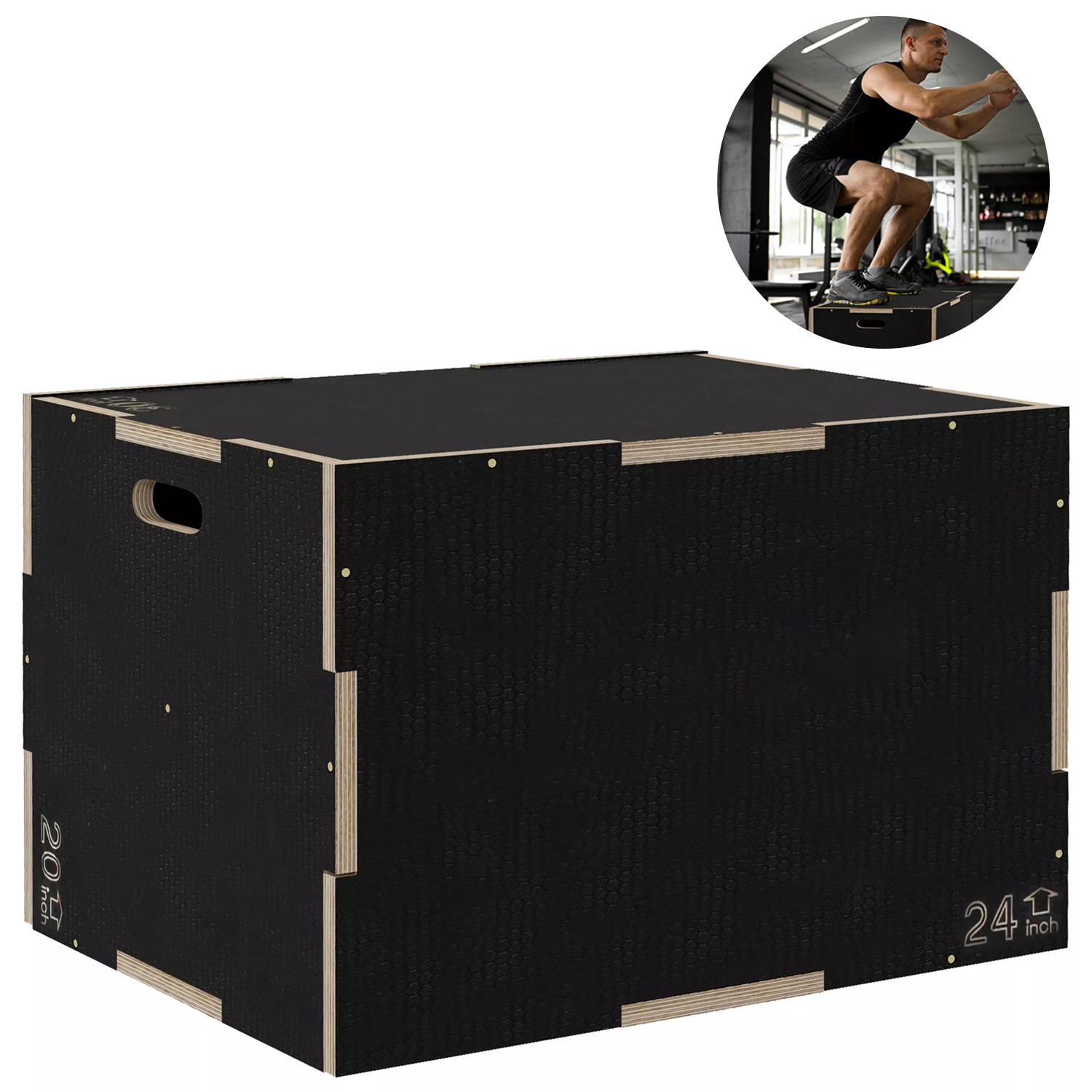 Plyometrics Jump Box – 3-in-1 Wooden Plyo Box for Explosive Training & HIIT Workouts Exercise & Fitness - Tophatter Daily Deals