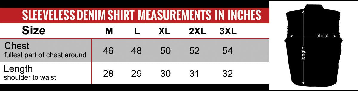 Hot Leathers Can You See Me Now Sleeveless Denim Biker Safety Shirt Sleeveless Denim - Tophatter Daily Deals