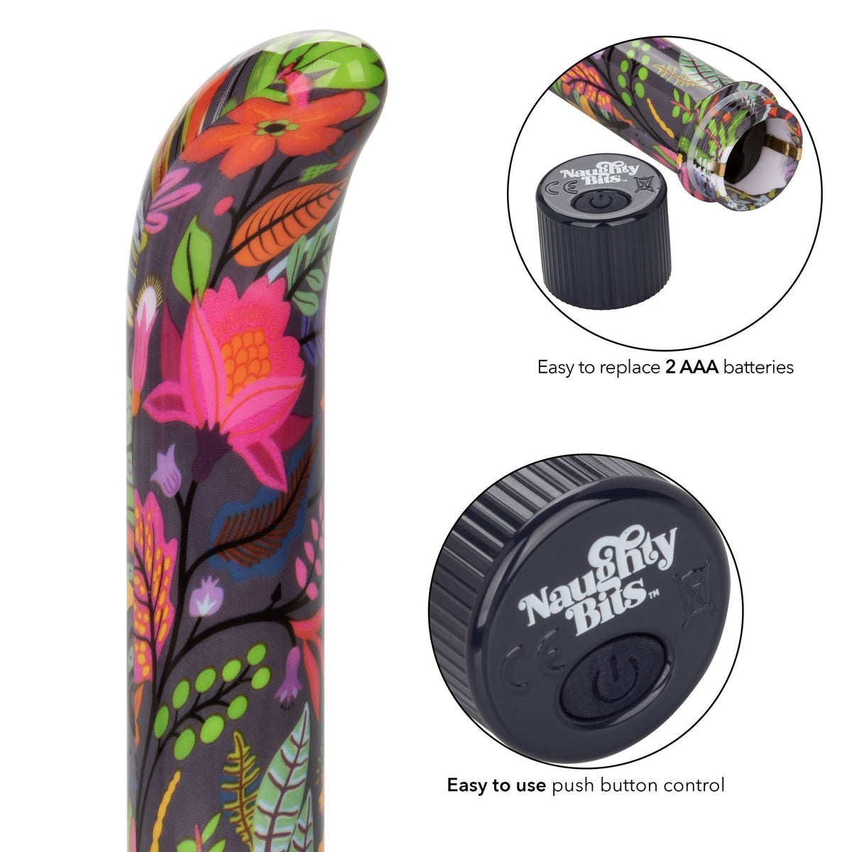 Naughty Bits Lil' Fucker Mini G-Spot Vibrator 4.25 Inch Waterproof with Floral Design > Vibrators > Mini Vibrators - Tophatter Daily Deals
