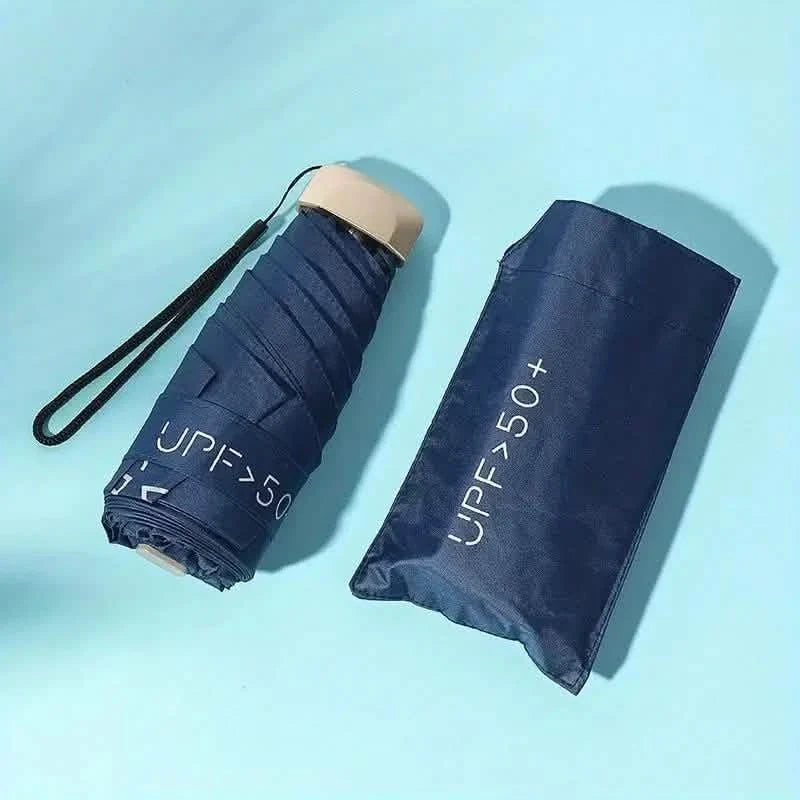 Pocket Windproof UV50 Anti-sunburn Rain Umbrella Dark Blue Outdoor Recreation - Tophatter Daily Deals