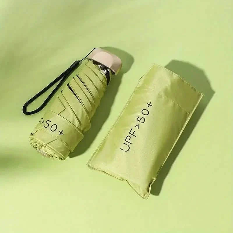 Pocket Windproof UV50 Anti-sunburn Rain Umbrella Light Green Outdoor Recreation - Tophatter Daily Deals