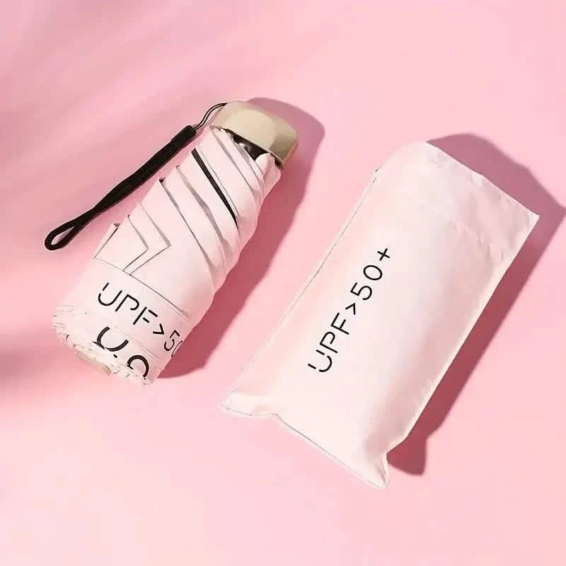 Pocket Windproof UV50 Anti-sunburn Rain Umbrella Pink Outdoor Recreation - Tophatter Daily Deals