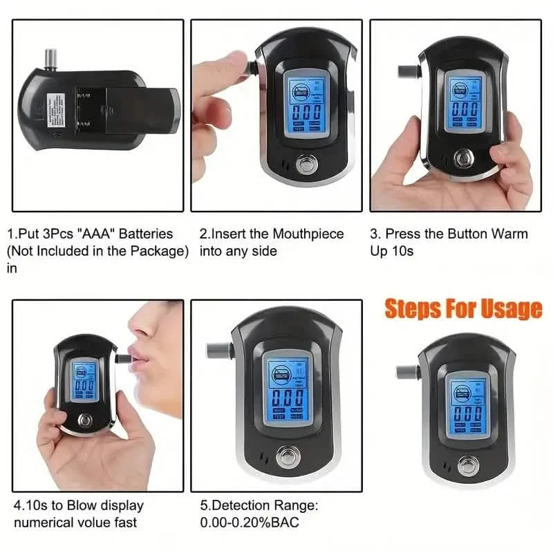 Police-Grade Breathalyzer with LCD Display - AT6000 Alcohol Tester Health & Wellness - Tophatter Daily Deals