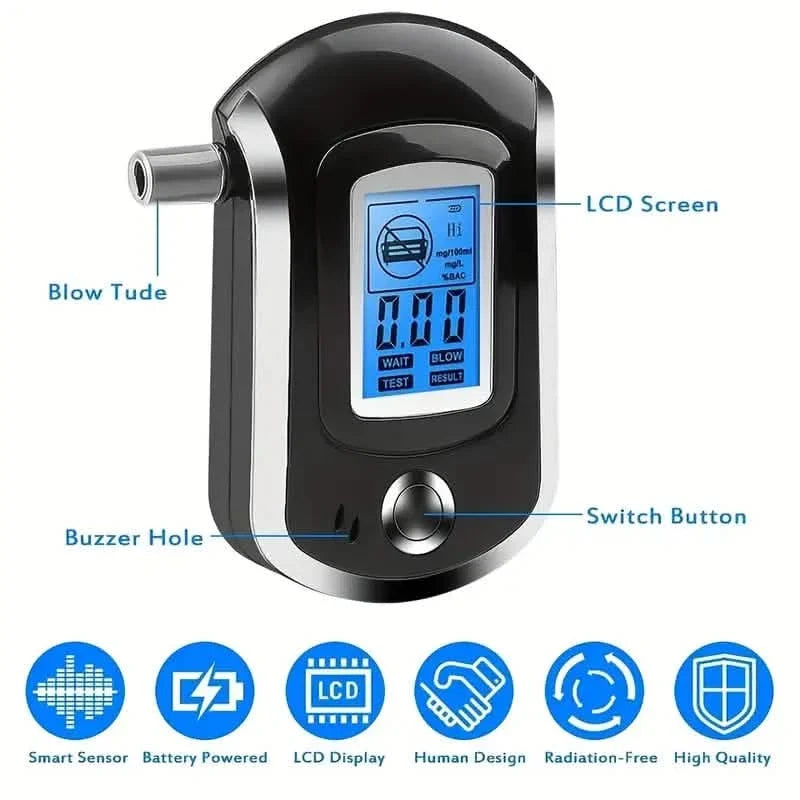 Police-Grade Breathalyzer with LCD Display - AT6000 Alcohol Tester Health & Wellness - Tophatter Daily Deals