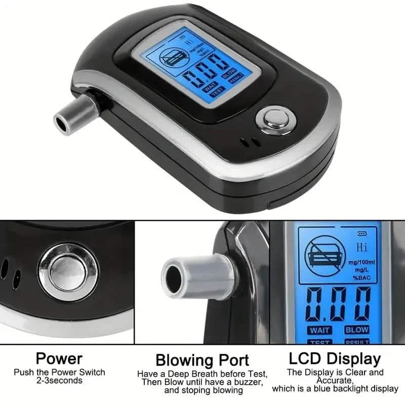 Police-Grade Breathalyzer with LCD Display - AT6000 Alcohol Tester Health & Wellness - Tophatter Daily Deals