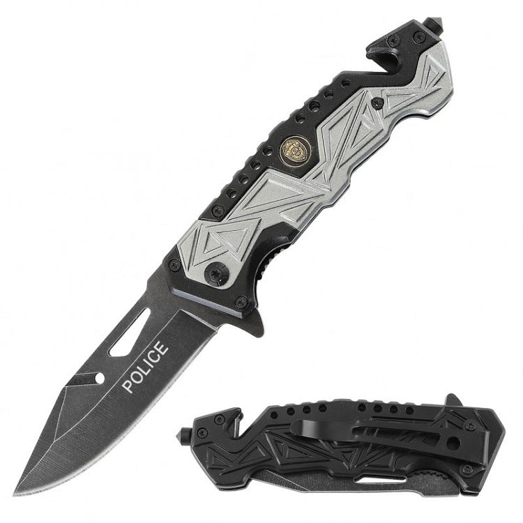 Rescue Spring Assist Police Folding Knife Law Enforcement - TOPHATTER'S ARMORY DEALS Collectible Weapons - Tophatter Daily Deals