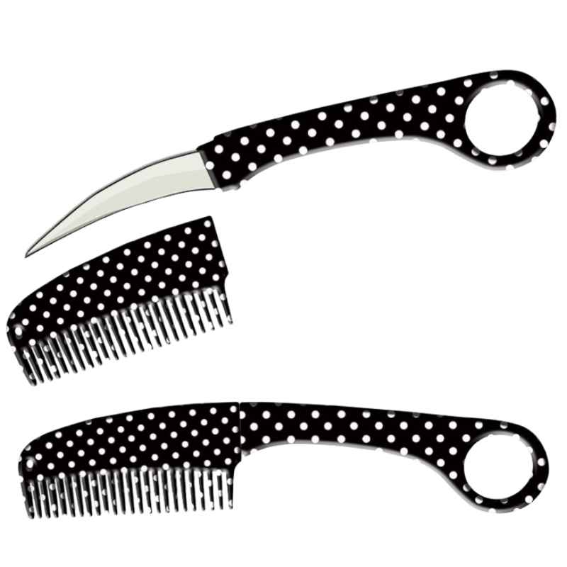 Hidden Blade Self-Defense Comb Knife Polka Dots Knives & Knuckles - Tophatter Daily Deals