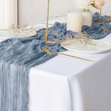 Polyester Crinkle Table Runner Dusty Blue Furniture & Decor - Tophatter Daily Deals