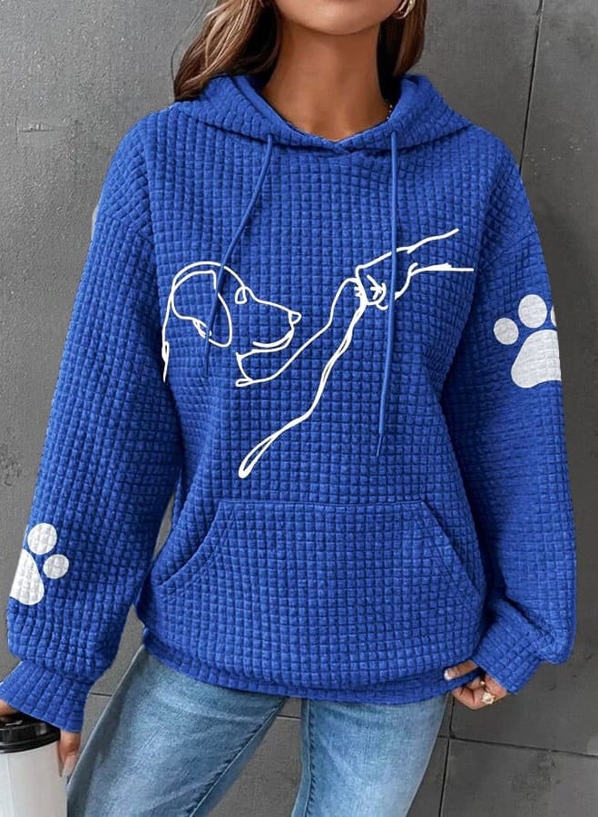 Warm Womens Hoodie - Relaxed Oversized Waffle Knit Casual Blue - Tophatter Daily Deals