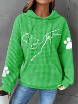 Warm Womens Hoodie - Relaxed Oversized Waffle Knit Casual Green - Tophatter Daily Deals